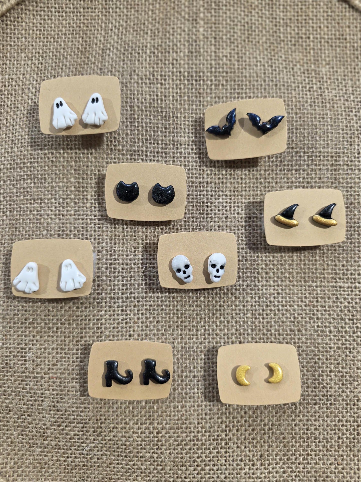 Boucles d'oreilles en argile polymère collection BE SPOOKY modèle Trio magique - collection automne