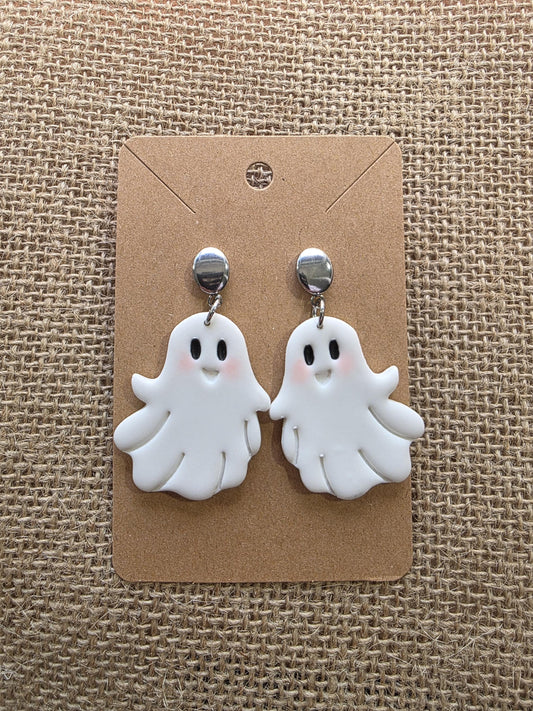 Boucles d'oreilles en argile polymère collection "BE SPOOKY" modèle "BOO!" - collection automne