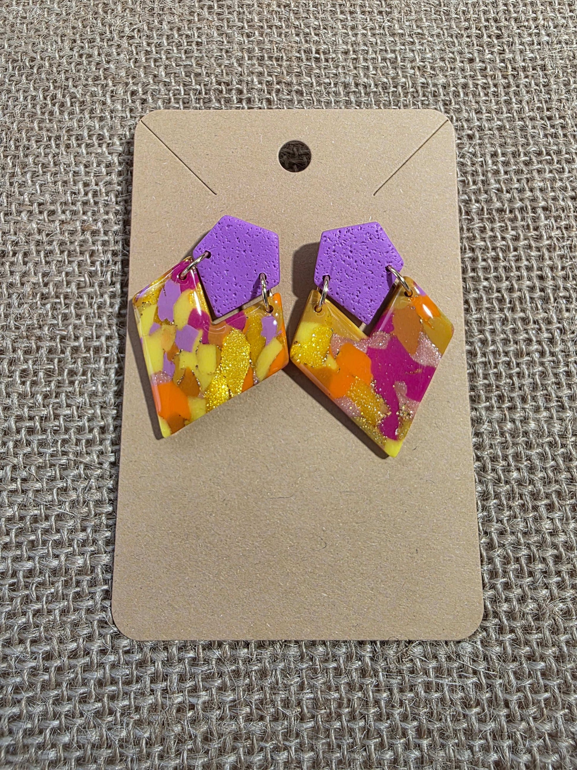 Boucles d'oreilles Victoria, teinte "Sunset" en argile polymère, collection Sol, été 25