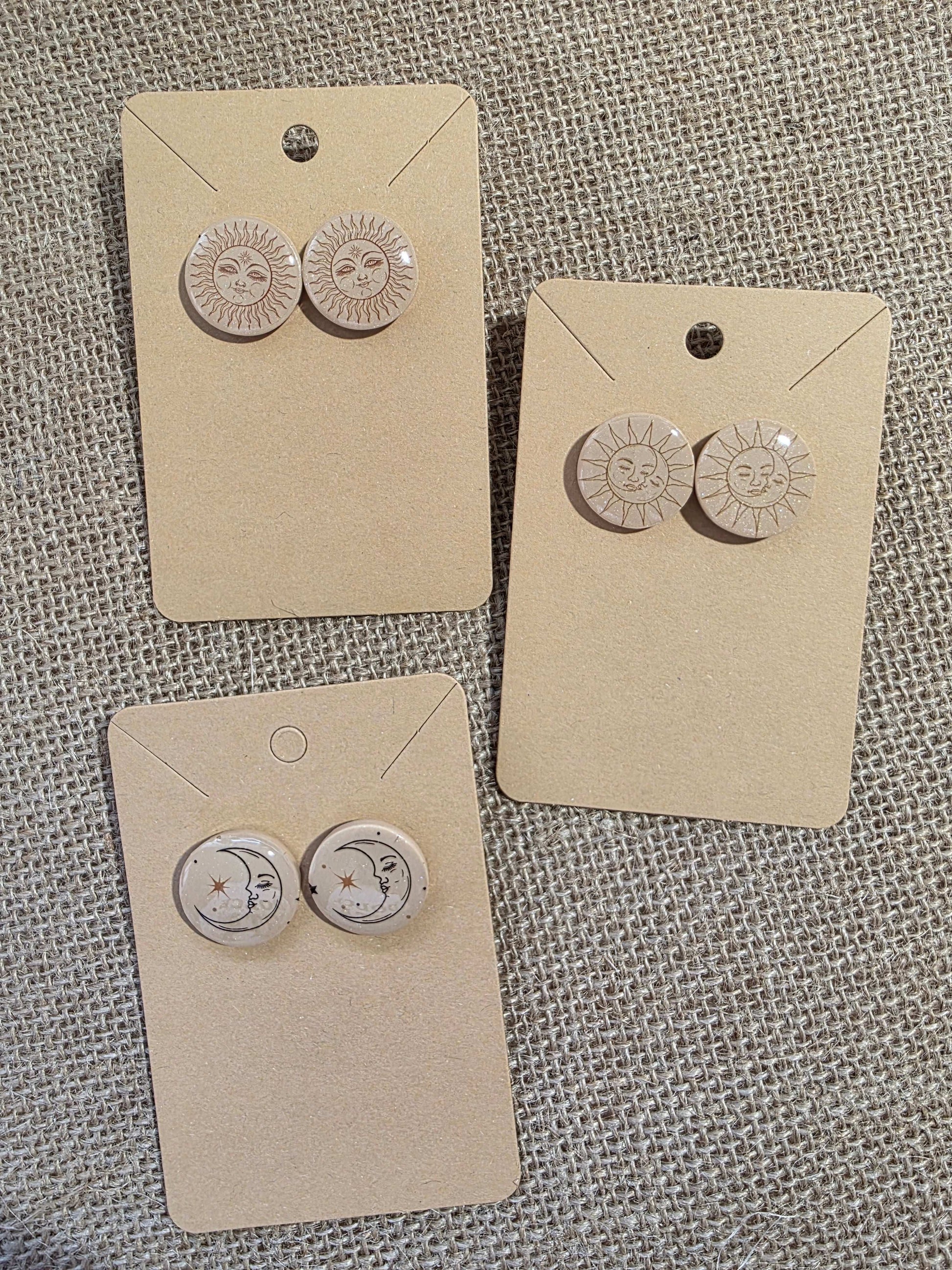 Trio boucles d'oreilles puces en argile polymère “Crépuscule” - collection Sol - été 2025