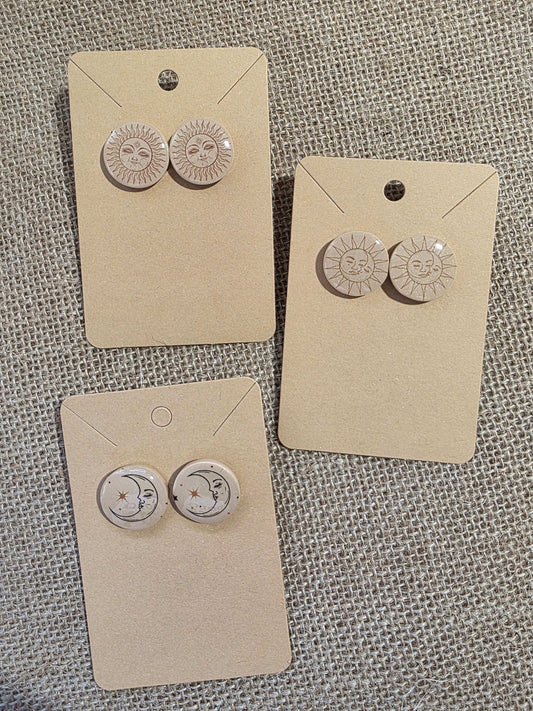 Trio boucles d'oreilles puces en argile polymère “Crépuscule” - collection Sol - été 2025