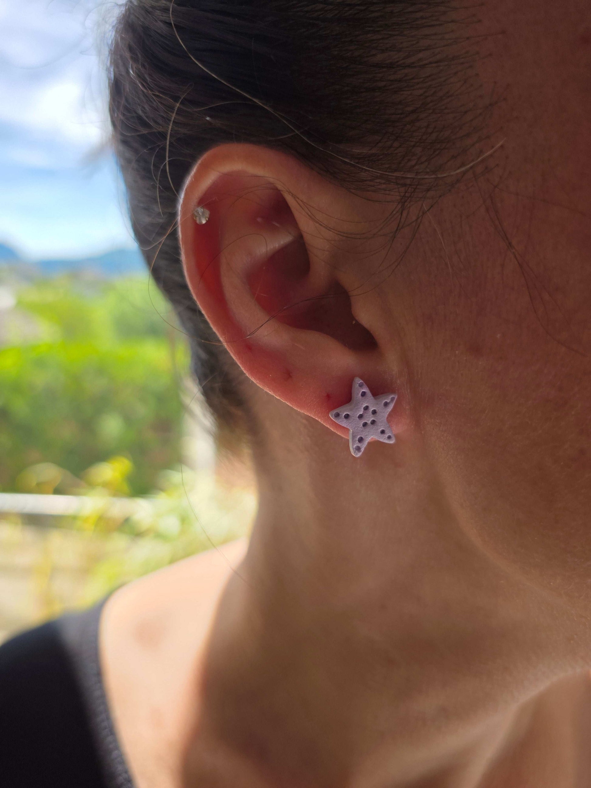 Boucles d'oreilles trio de puces "Murmures de l'Océan" en argile polymère - Collection "Sous l'Océan" été 2025