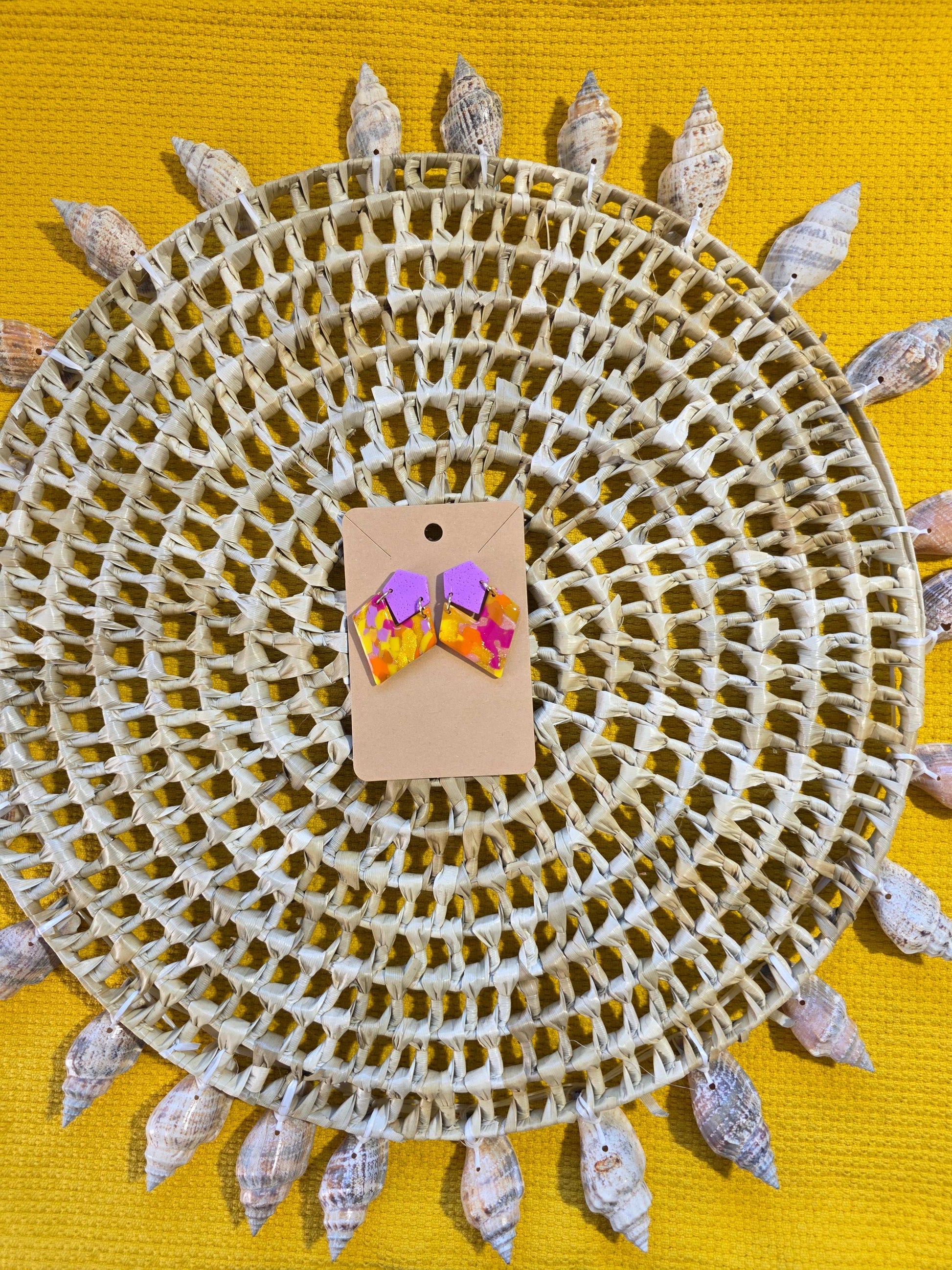 Boucles d'oreilles Victoria, teinte "Sunset" en argile polymère, collection Sol, été 25