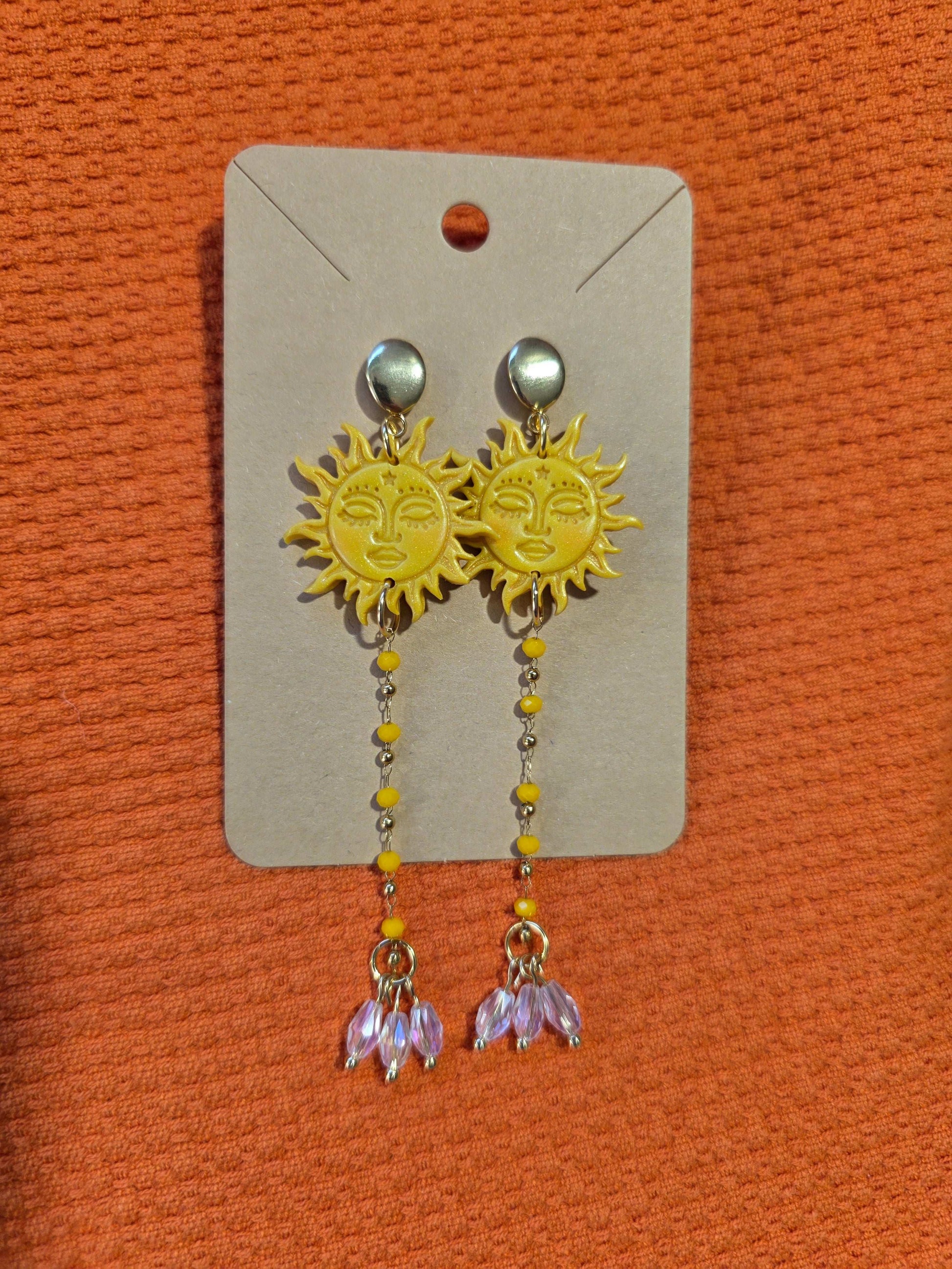 Boucles d'oreilles puces en argile polymère “Héliade” - collection Sol - été 2025