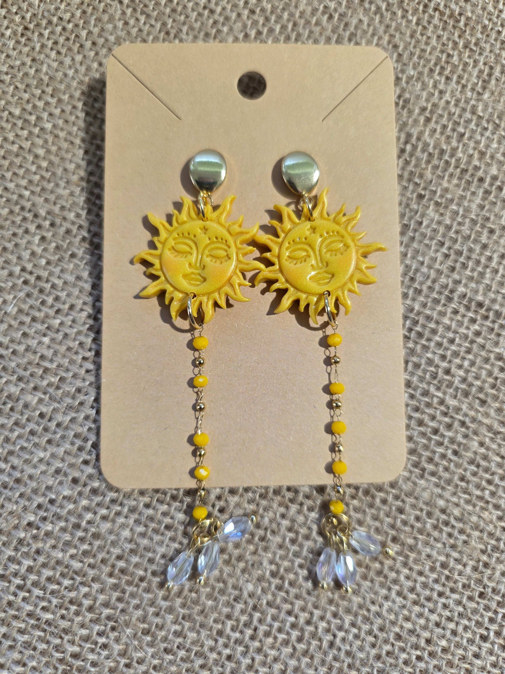 Boucles d'oreilles puces en argile polymère “Héliade” - collection Sol - été 2025