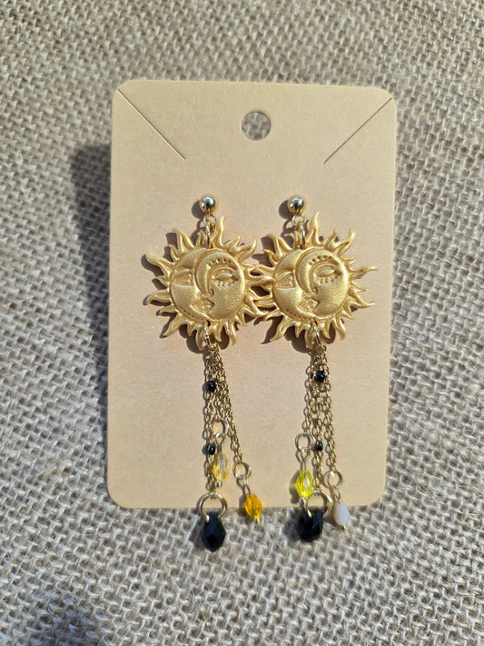 Boucles d'oreilles puces en argile polymère “Soluna” - collection Sol - été 2025