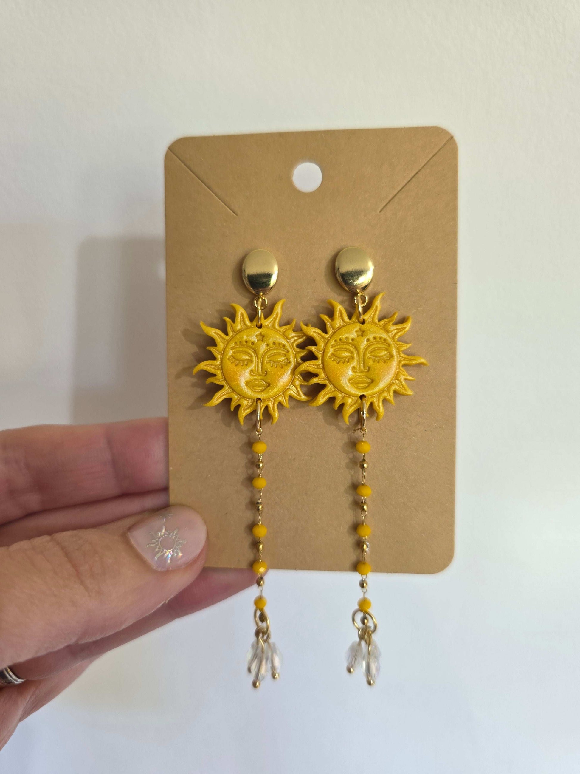 Boucles d'oreilles puces en argile polymère “Héliade” - collection Sol - été 2025