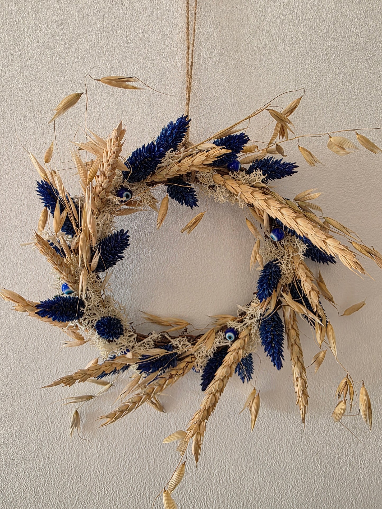 Couronne de porte été Lueur d'Azur- cadeau crémaillère - décoration intérieure - mauvais œil - cadeau d'anniversaire