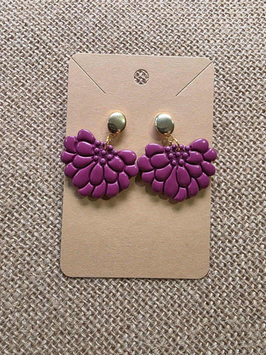 Boucles d'oreilles en argile polymère collection ESPRIT D'AUTOMNE modèle Violette du Verger - collection automne