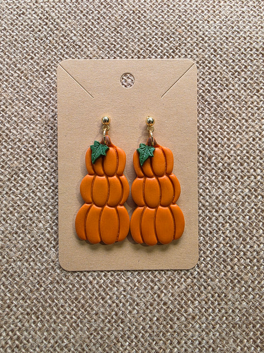 Boucles d'oreilles en argile polymère collection ESPRIT D'AUTOMNE modèle Citrouilles en cascade - collection automne