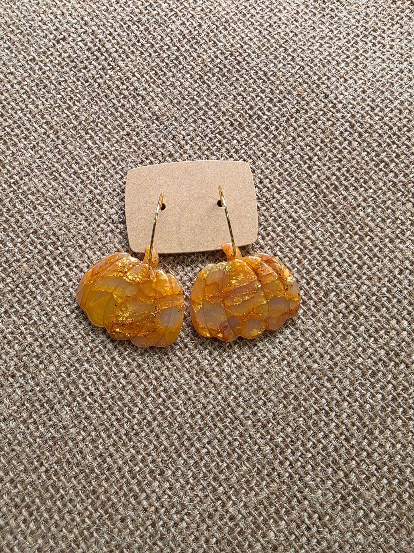 Boucles d'oreilles en argile polymère collection ESPRIT D'AUTOMNE modèle Citrouille Lumineuse - collection automne