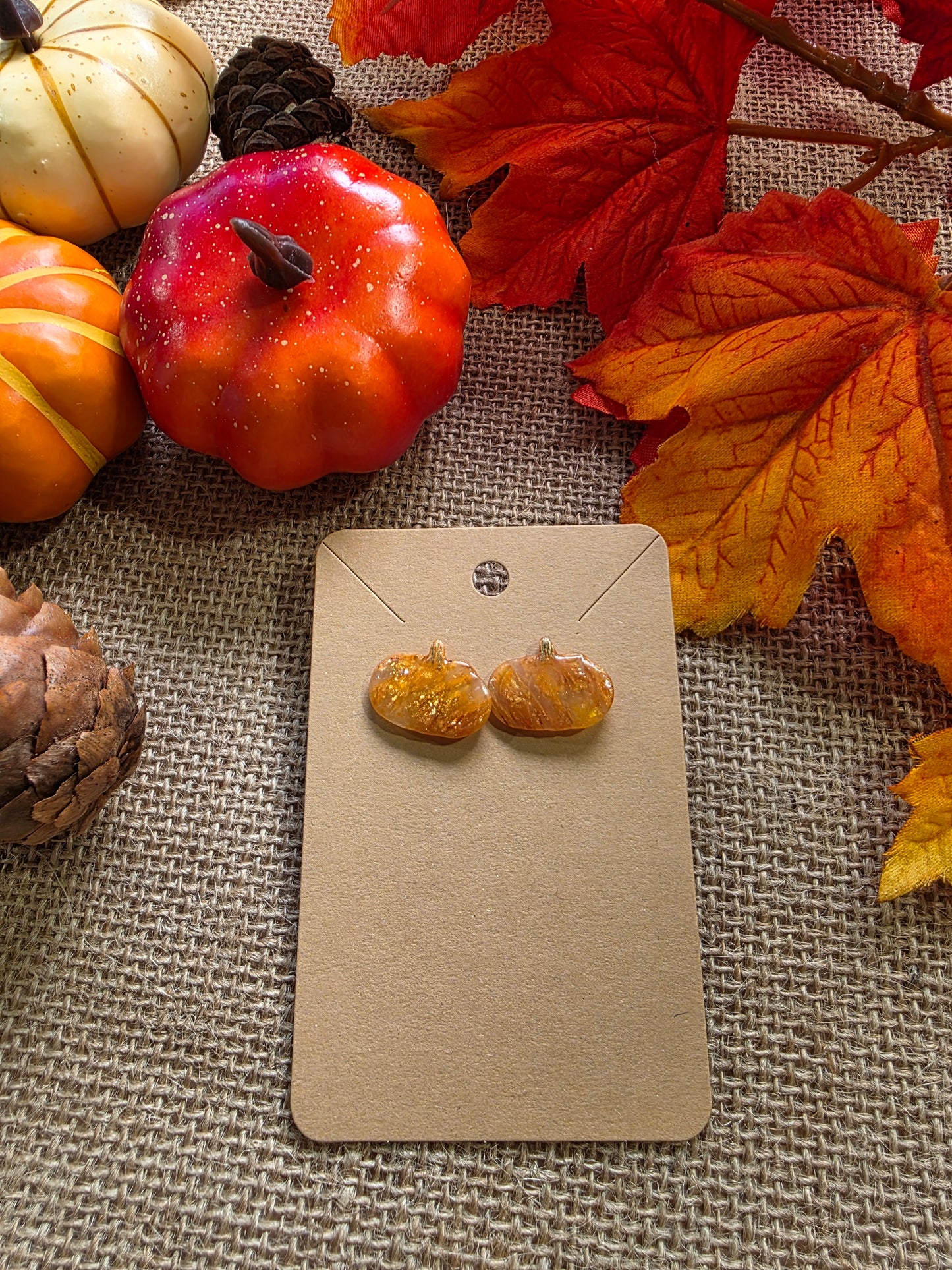 Boucles d'oreilles en argile polymère collection ESPRIT D'AUTOMNE modèle Citrouillettes - collection automne