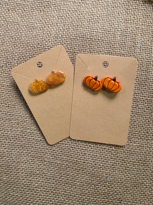 Boucles d'oreilles en argile polymère collection ESPRIT D'AUTOMNE modèle Citrouillettes - collection automne