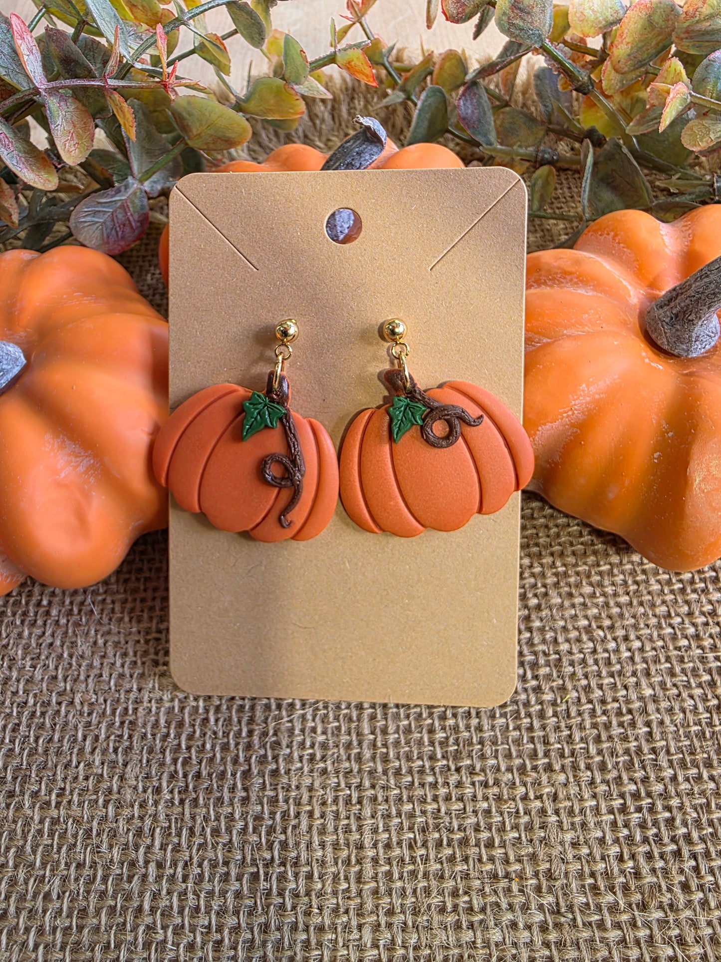 Boucles d'oreilles en argile polymère collection ESPRIT D'AUTOMNE modèle "Citrouille chérie" - collection automne