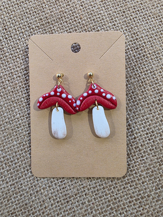 Boucles d'oreilles en argile polymère collection MAGIE DES BOIS modèle Champignons des bois - collection automne