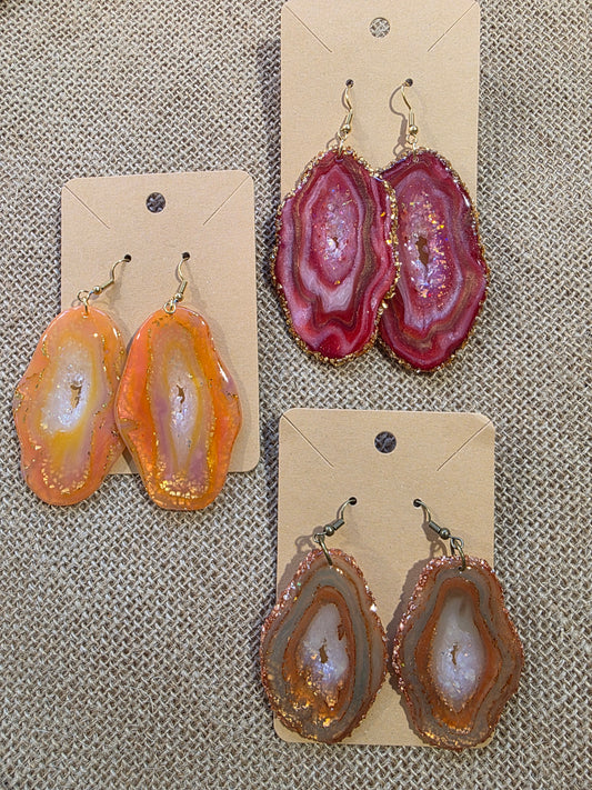 Boucles d'oreilles en argile polymère collection AGATHA modèle "Tranches" - collection automne