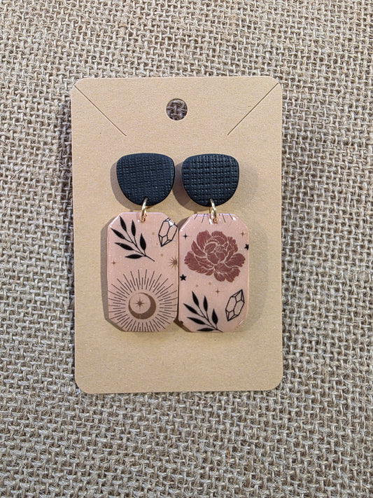 Boucles d'oreilles en argile polymère collection LUNA modèle Chrysalune - collection automne