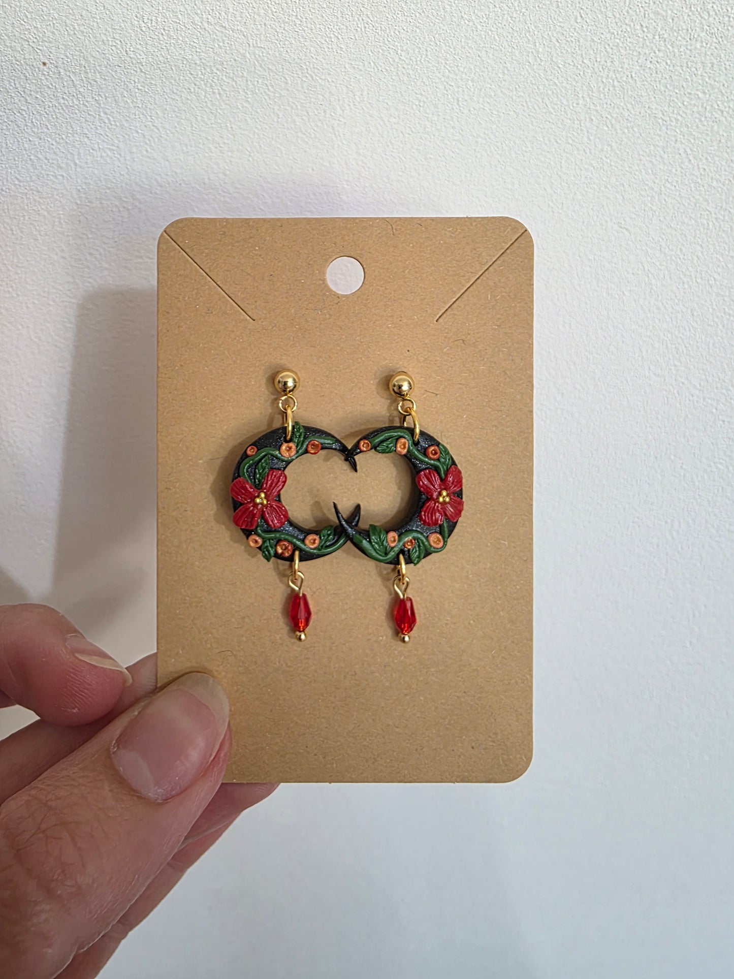 Boucles d'oreilles en argile polymère collection LUNA modèle Noctalia - collection automne