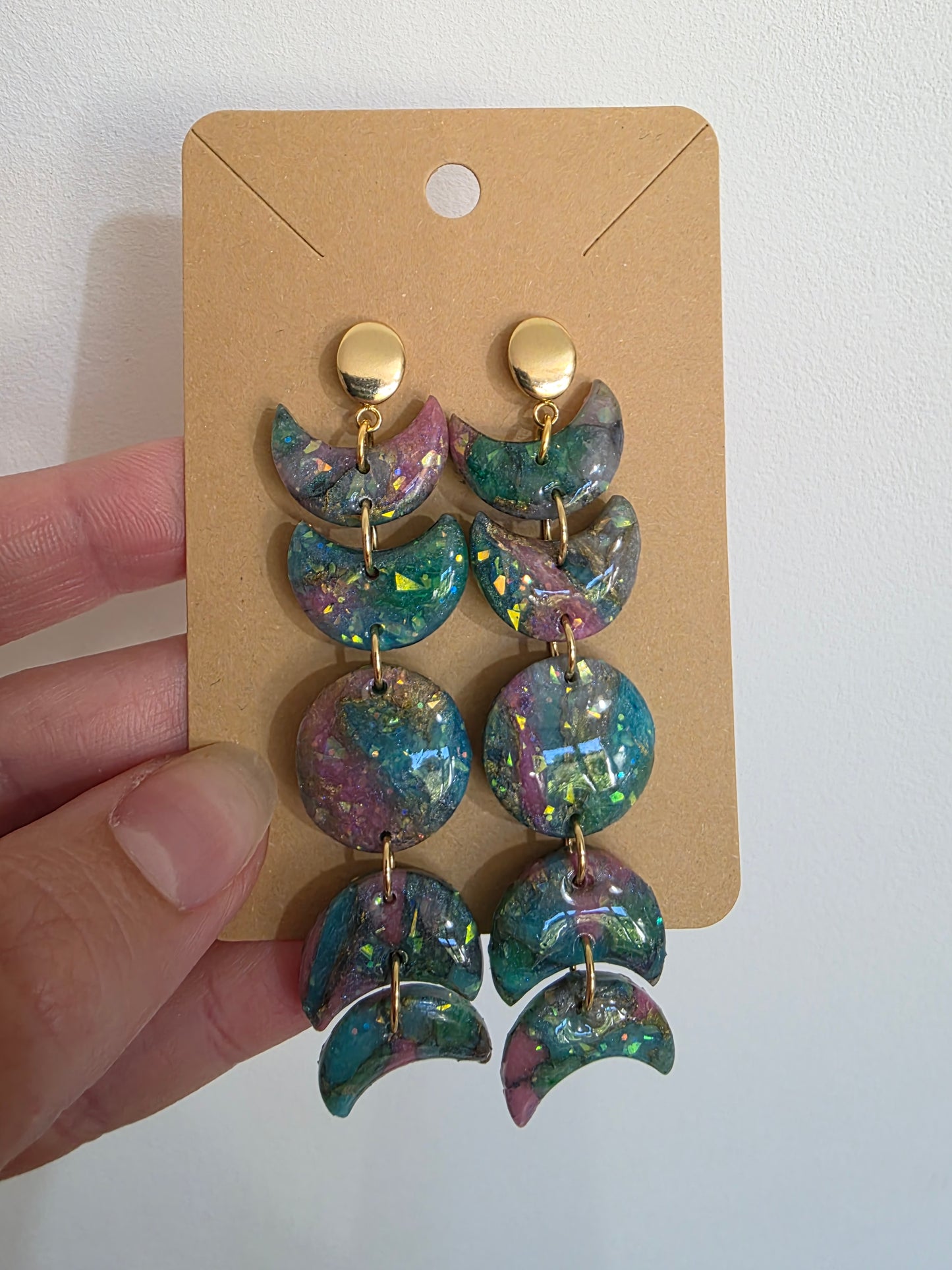 Boucles d'oreilles en argile polymère collection "LUNA" modèle Hécate - collection automne