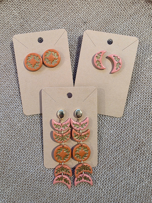 Boucles d'oreilles en argile polymère collection LUNA modèles Orphélia - collection automne 2025