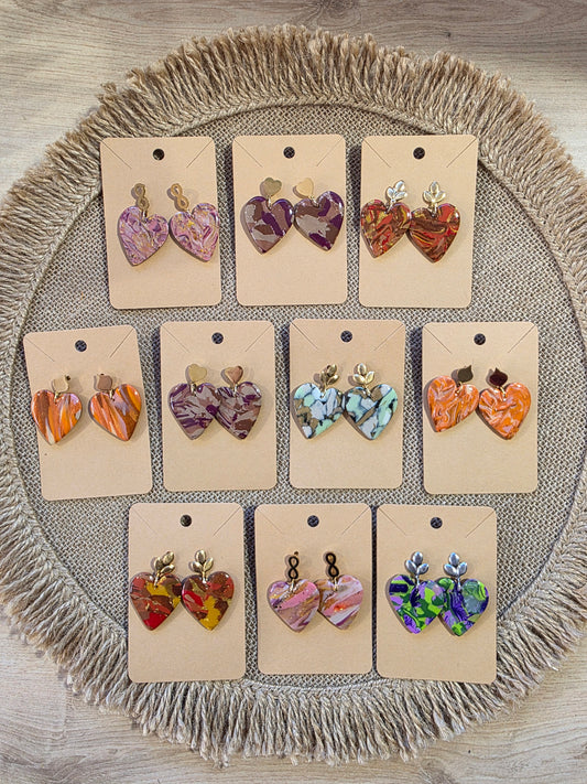Boucles d'oreilles en argile polymère collection FALL IN LOVE modèle Valentine - collection automne