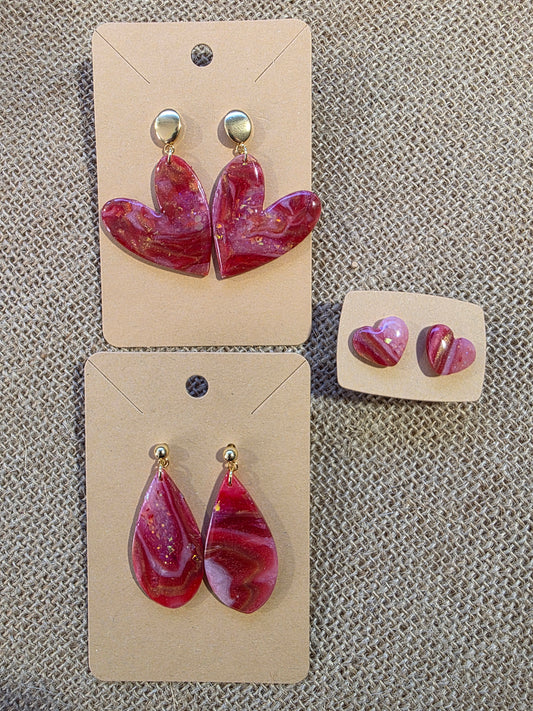 Boucles d'oreilles en argile polymère collection AGATHA modèles "Pourpre" - collection automne