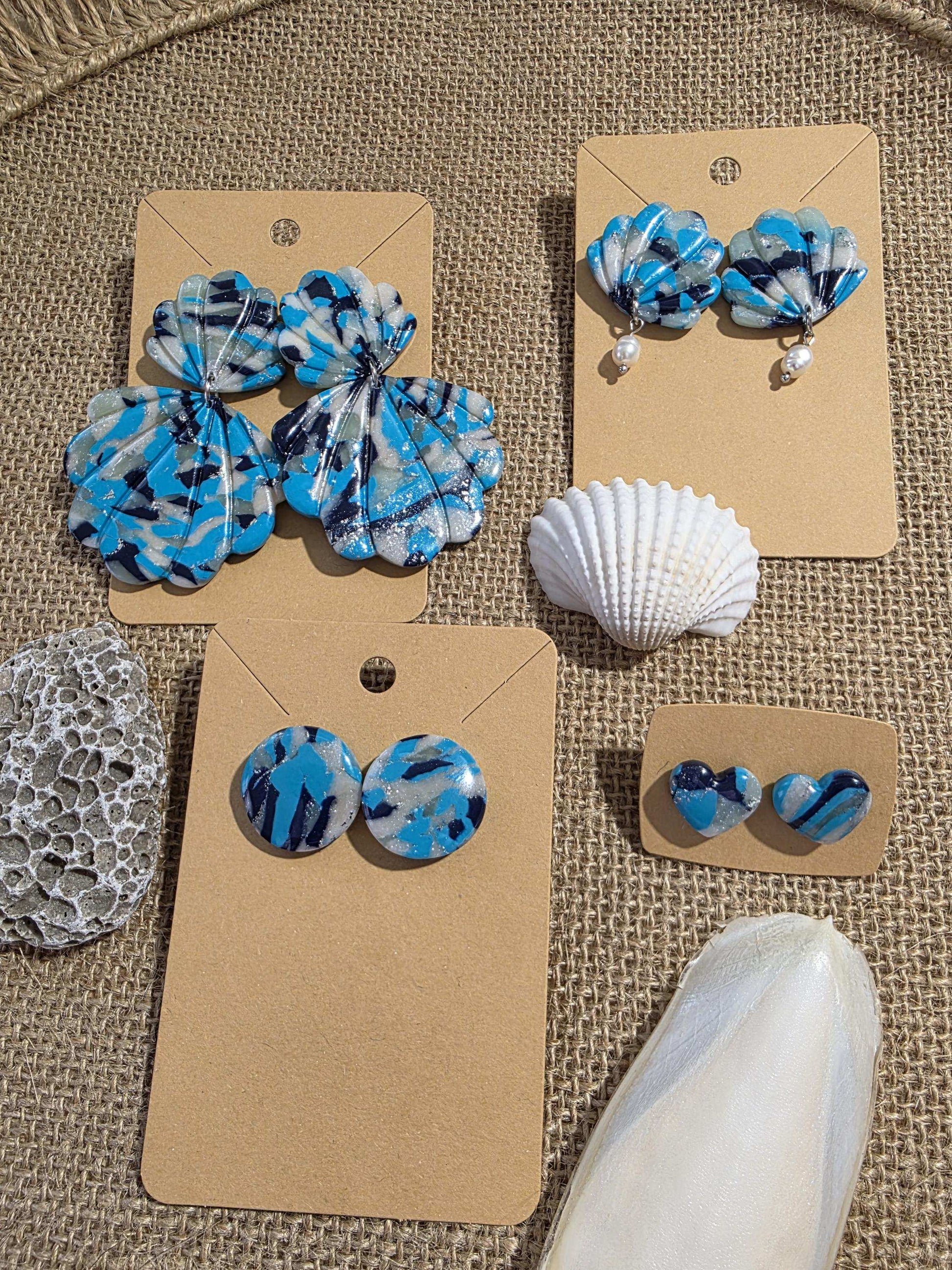 Boucles d'oreilles "Camouflage Marin" en argile polymère - Collection "Sous l'Océan" été 2025