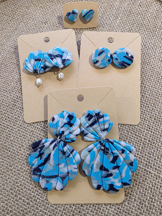Boucles d'oreilles "Camouflage Marin" en argile polymère - Collection "Sous l'Océan" été 2025