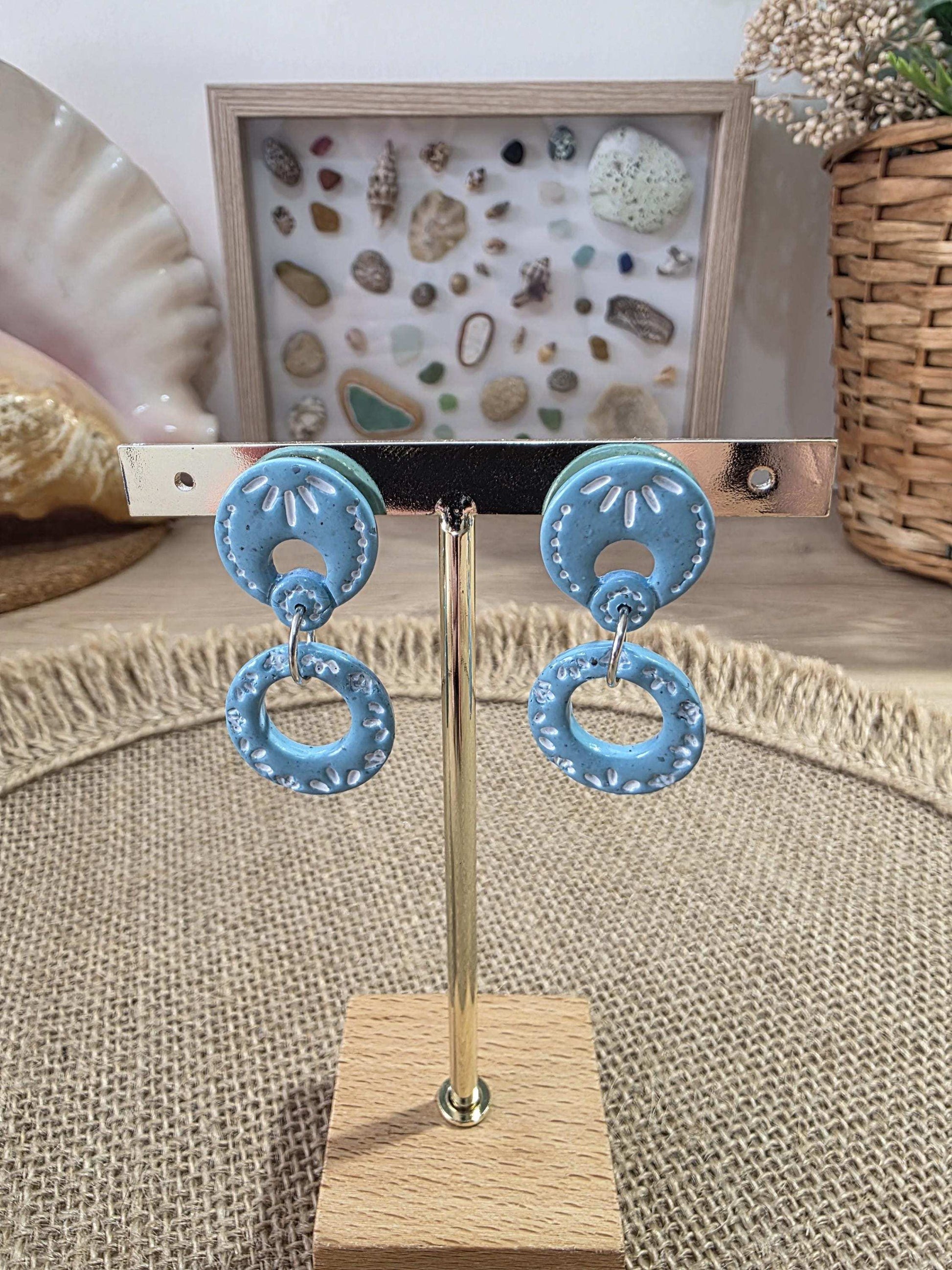 Boucles d'oreilles "Harmonie" en argile polymère, collection "Bohemian Summer", été 25