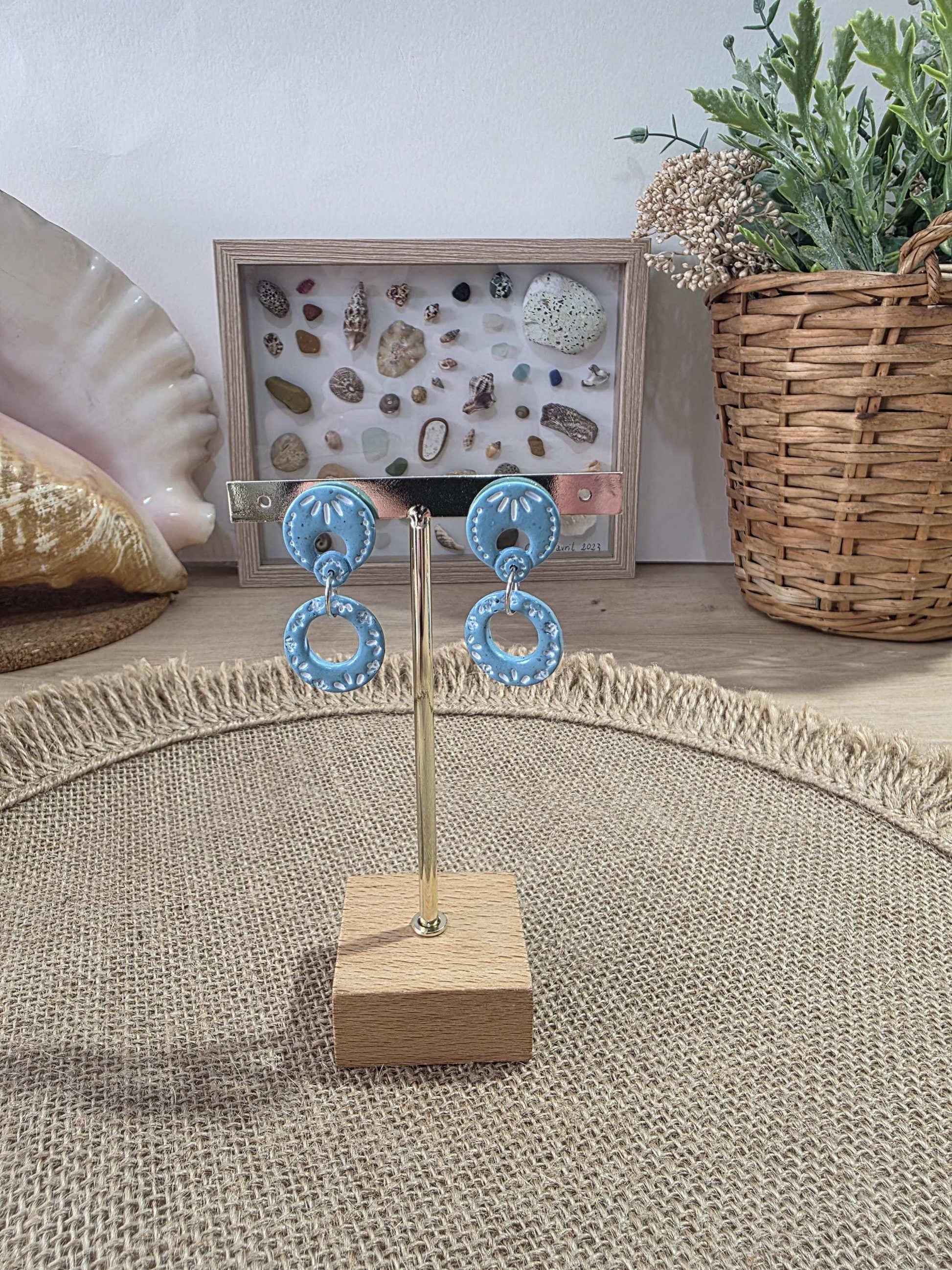 Boucles d'oreilles "Harmonie" en argile polymère, collection "Bohemian Summer", été 25