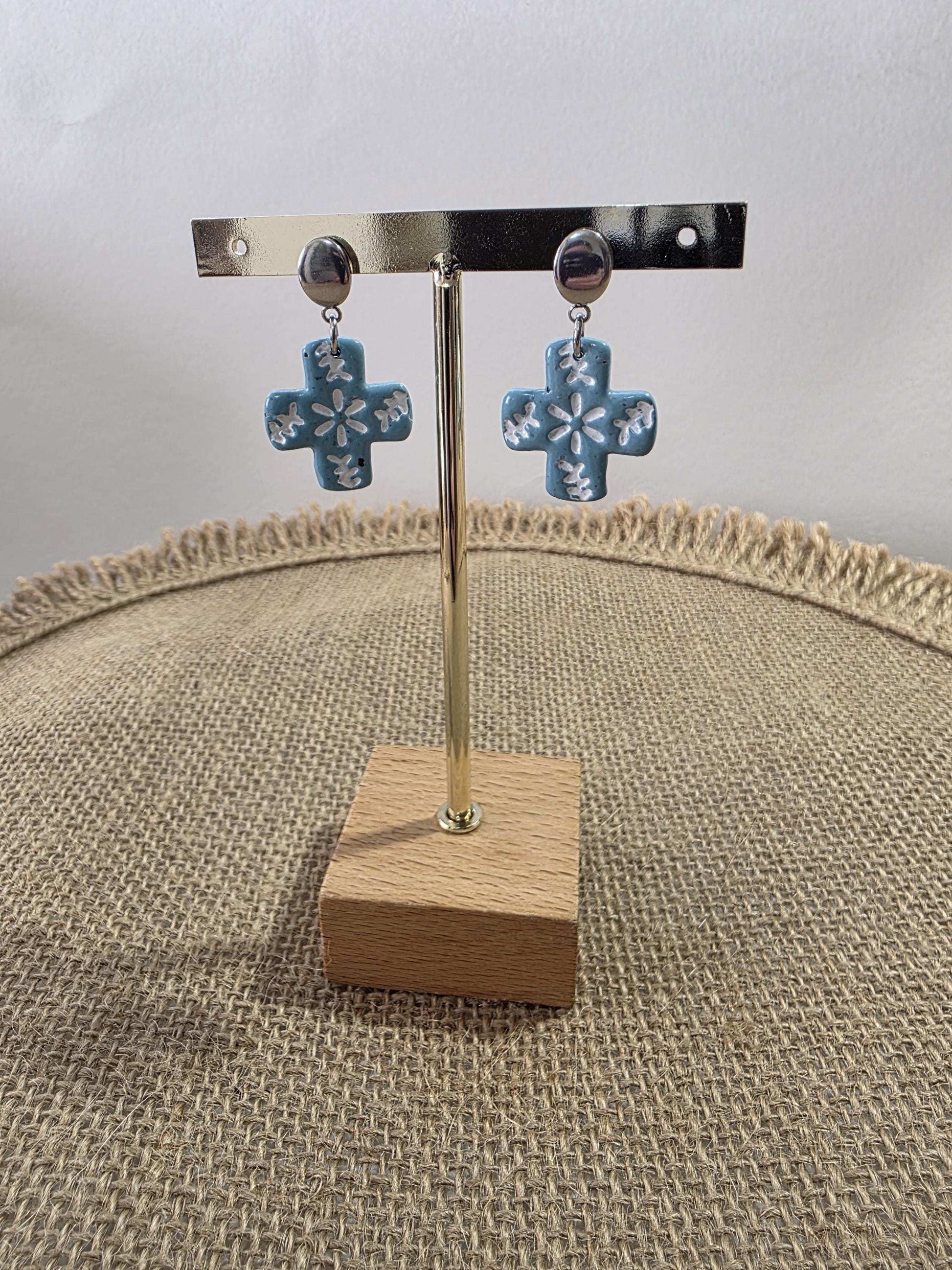 Boucles d'oreilles "Penelope" en argile polymère, collection "Bohemian Summer", été 25