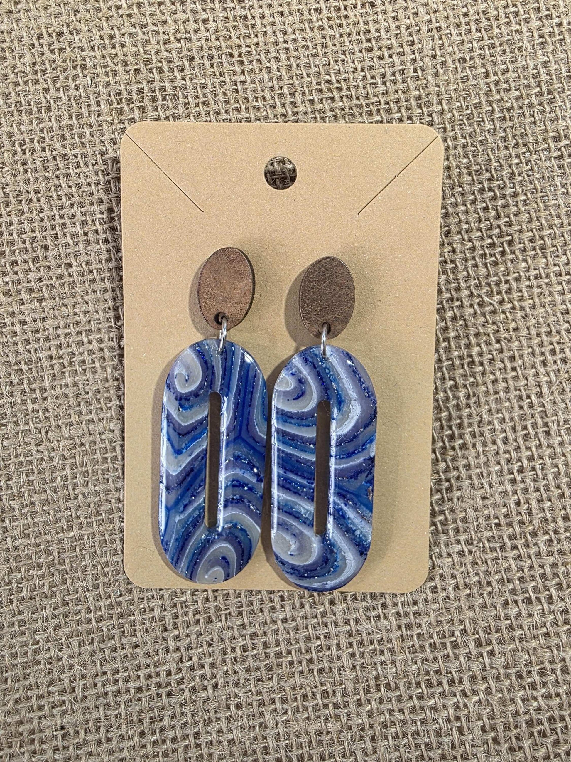 Boucles d'oreilles en argile polymère "Pierres d'Eau" modèle Olivia - collection été 2025