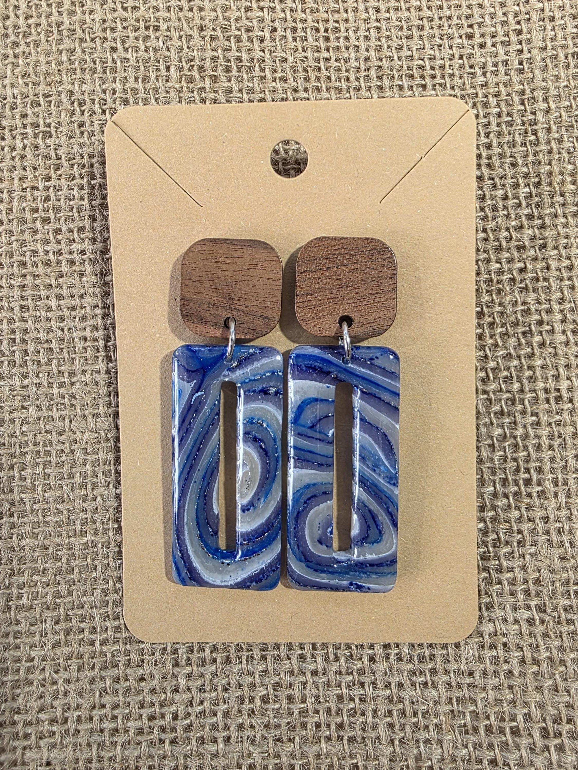 Boucles d'oreilles en argile polymère "Pierres d'Eau" modèle Catherina - collection été 2025