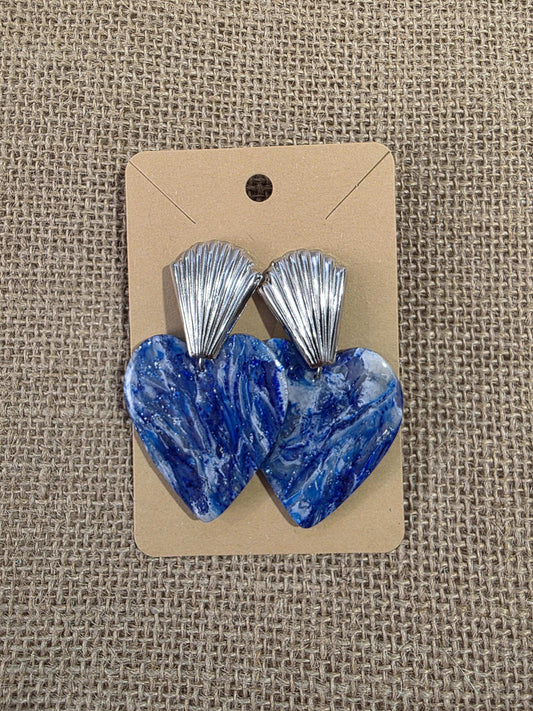 Boucles d'oreilles en argile polymère "Pierres d'Eau" modèle Grande Valentine - collection été 2025