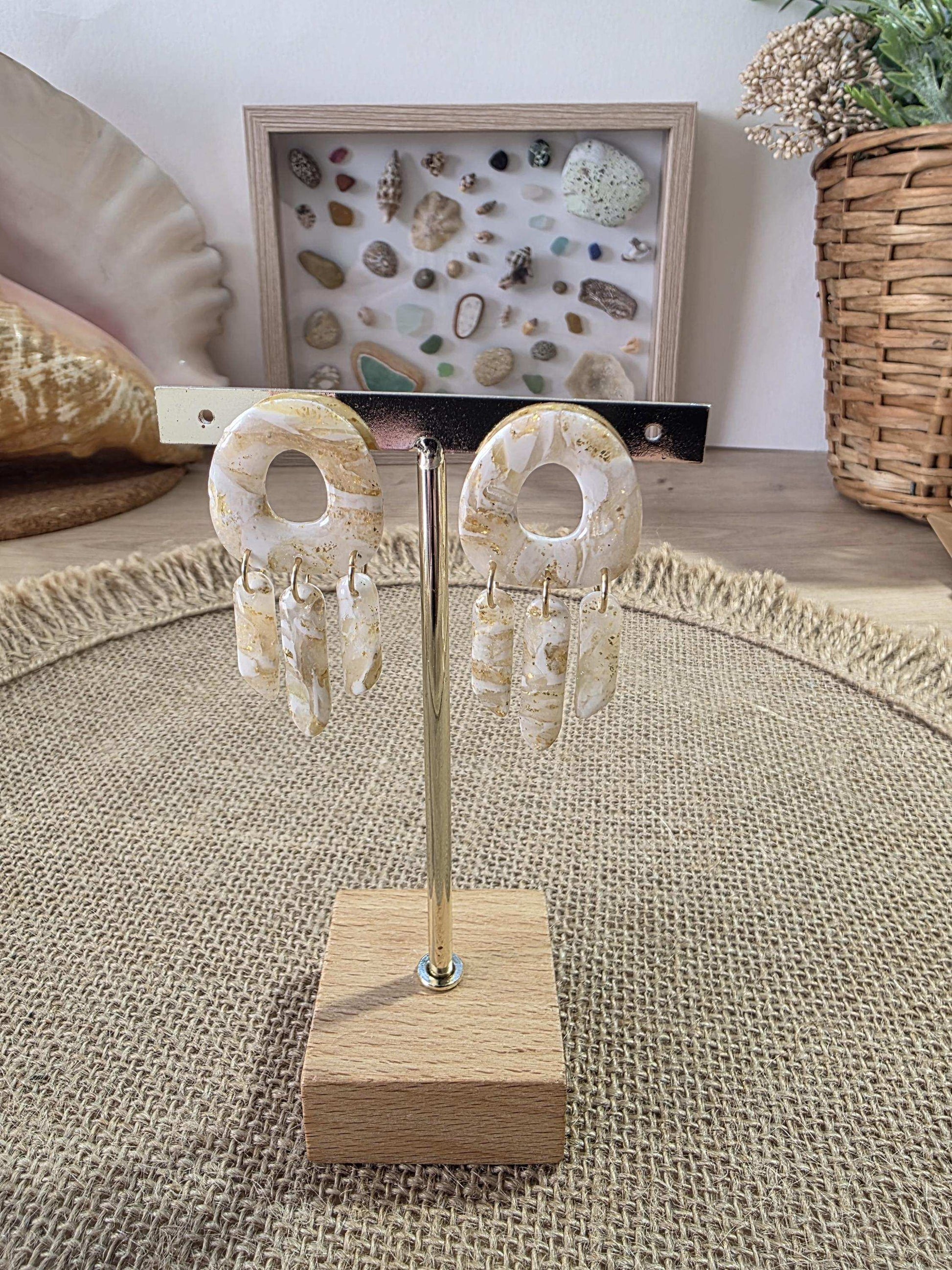 Boucles d'oreilles en argile polymère "Pierres d'Eau" modèle Médusa - collection été 2025