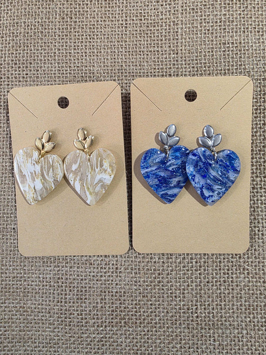 Deux paires de boucles d'oreilles en argile polymère "Pierres d'Eau" modèle Valentine, version 2 - collection été 2025