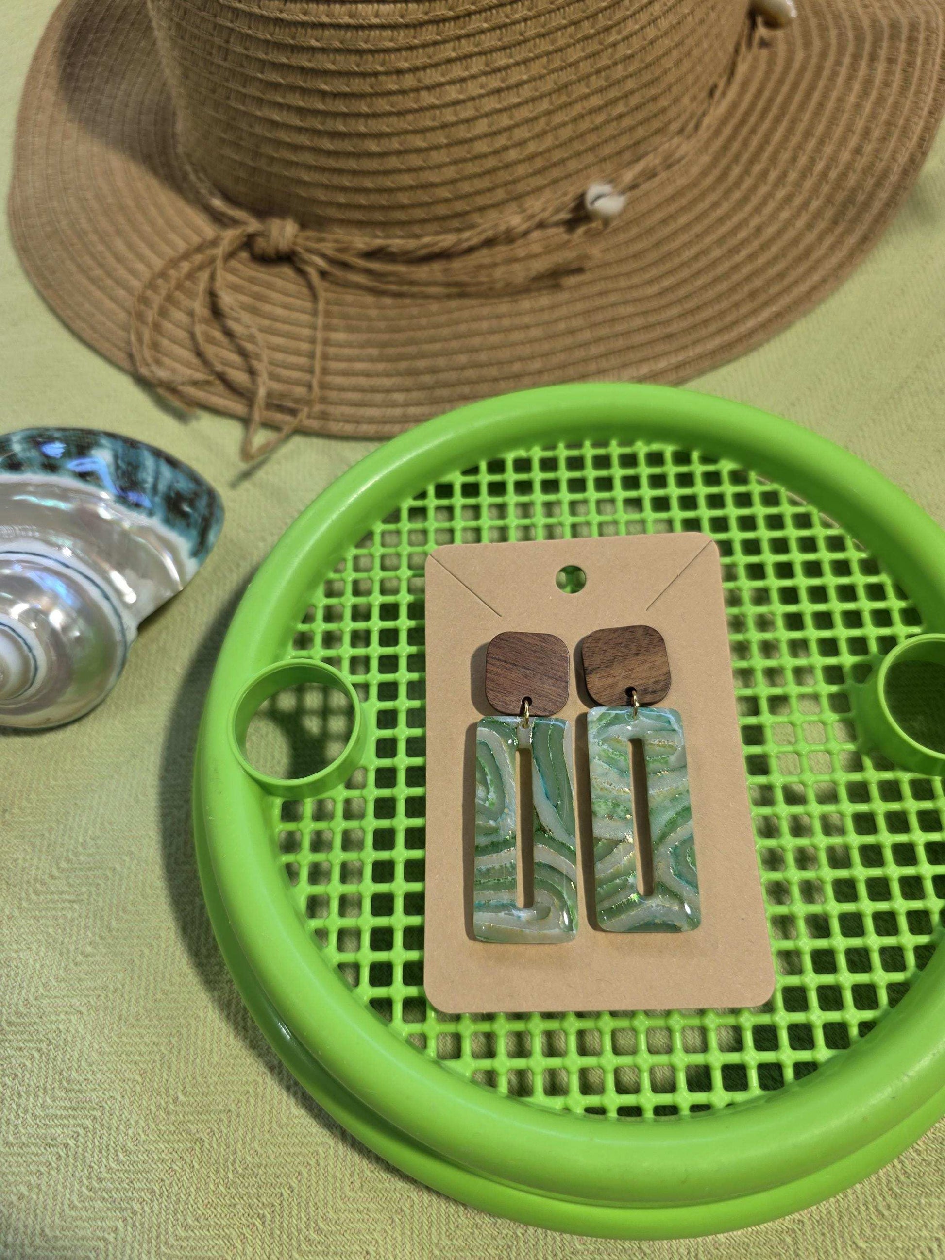 Boucles d'oreilles en argile polymère "Pierres d'Eau" modèle Catherina - collection été 2025