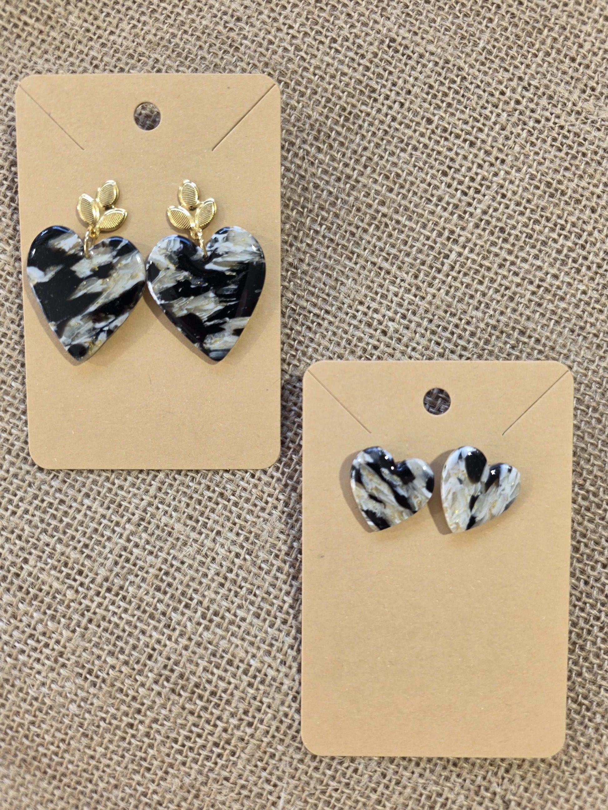 Boucles d'oreilles en argile polymère Valentine “Nuit dorée” - Collection "Un amour d'été" - été 2025