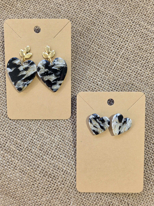 Boucles d'oreilles en argile polymère Valentine “Nuit dorée” - Collection "Un amour d'été" - été 2025