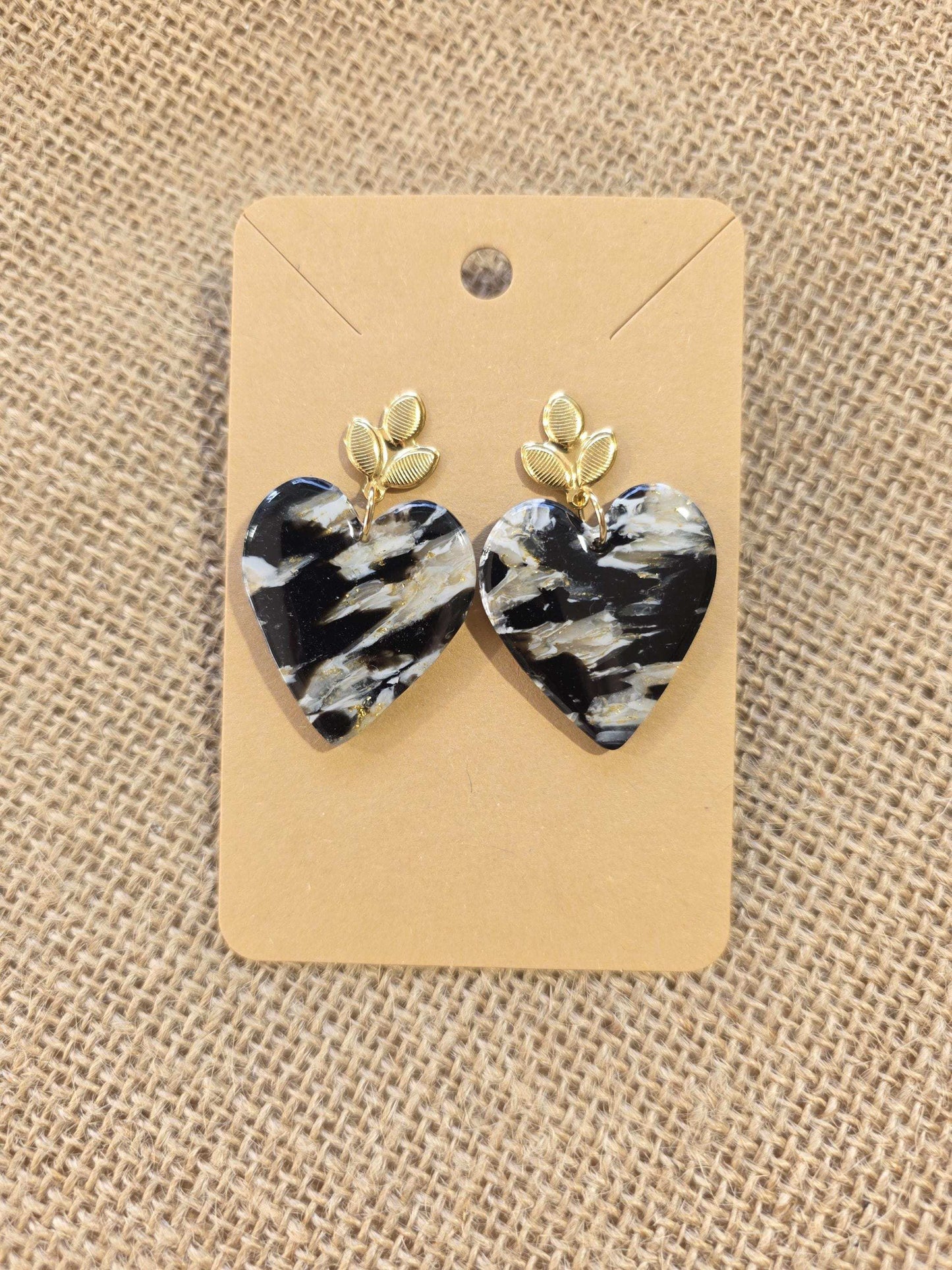 Boucles d'oreilles en argile polymère Valentine “Nuit dorée” - Collection "Un amour d'été" - été 2025