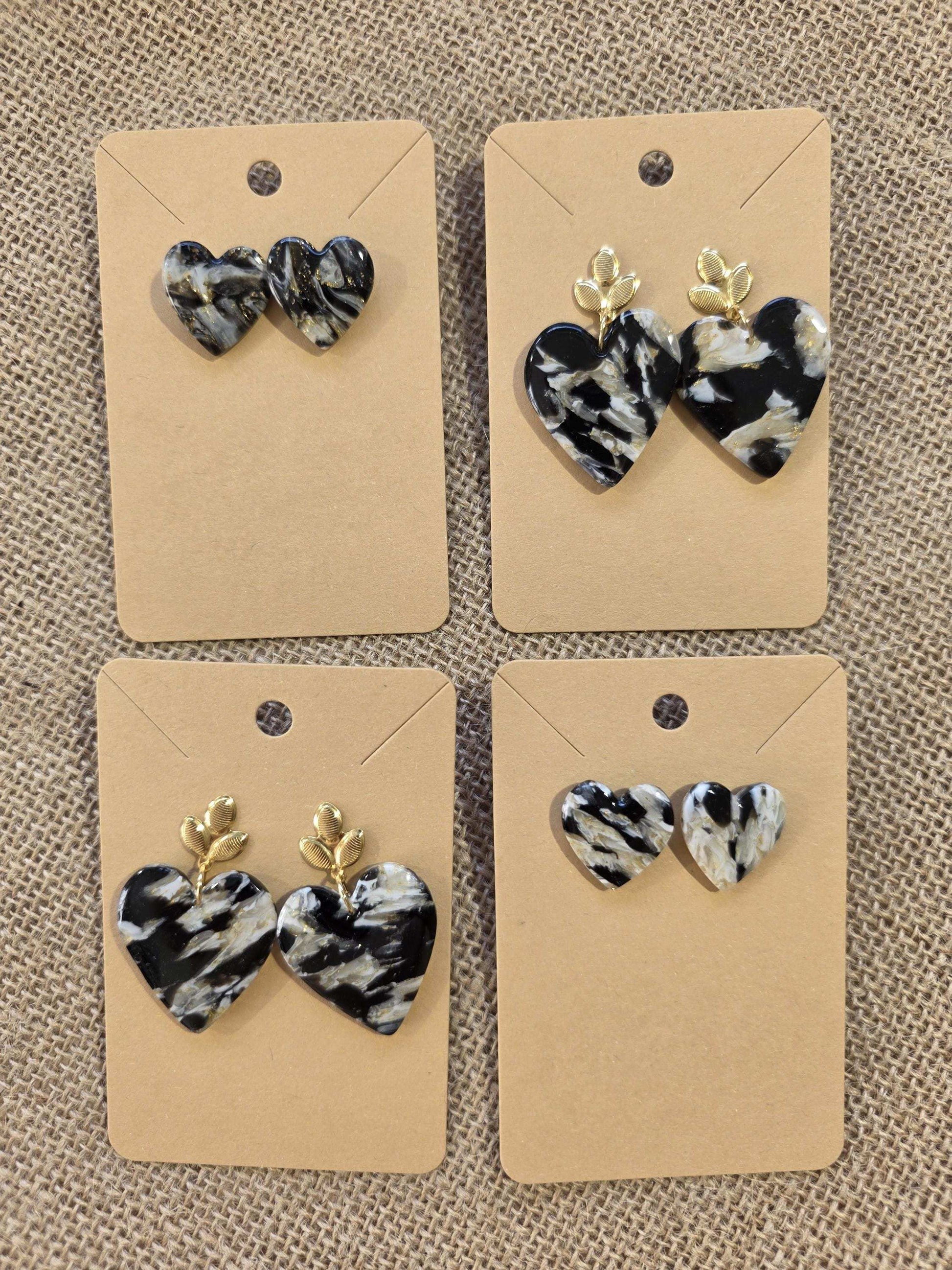 Boucles d'oreilles en argile polymère Valentine “Nuit dorée” - Collection "Un amour d'été" - été 2025