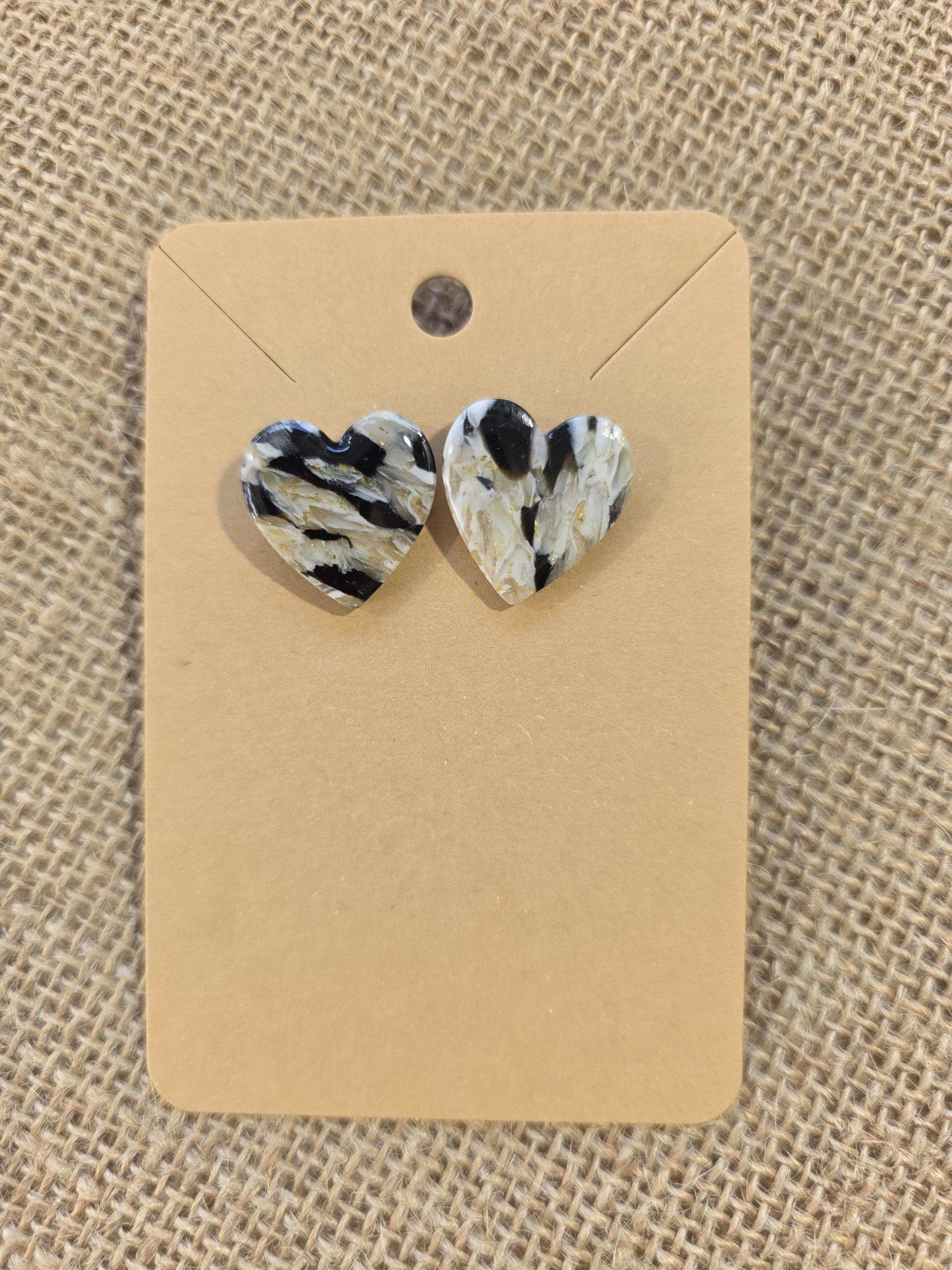 Boucles d'oreilles en argile polymère Valentine “Nuit dorée” - Collection "Un amour d'été" - été 2025