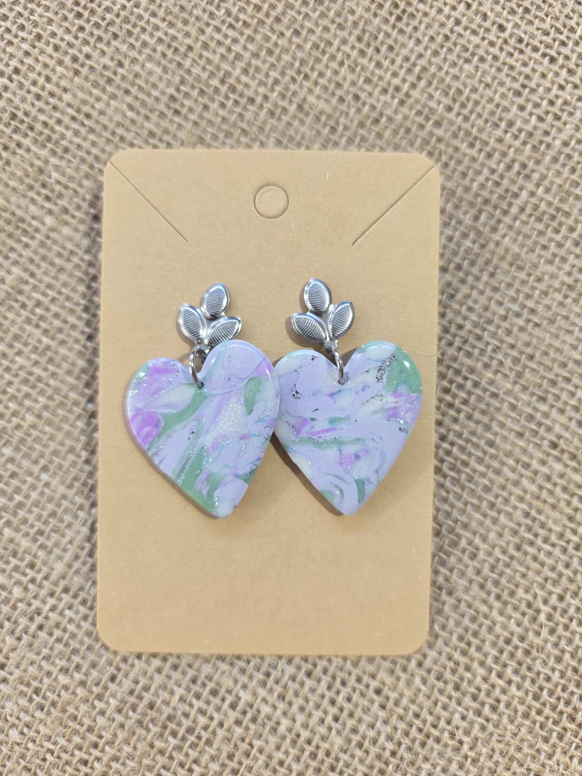 Boucles d'oreilles en argile polymère Valentine “Rêverie d’été” - Collection "Un amour d'été" - été 2025