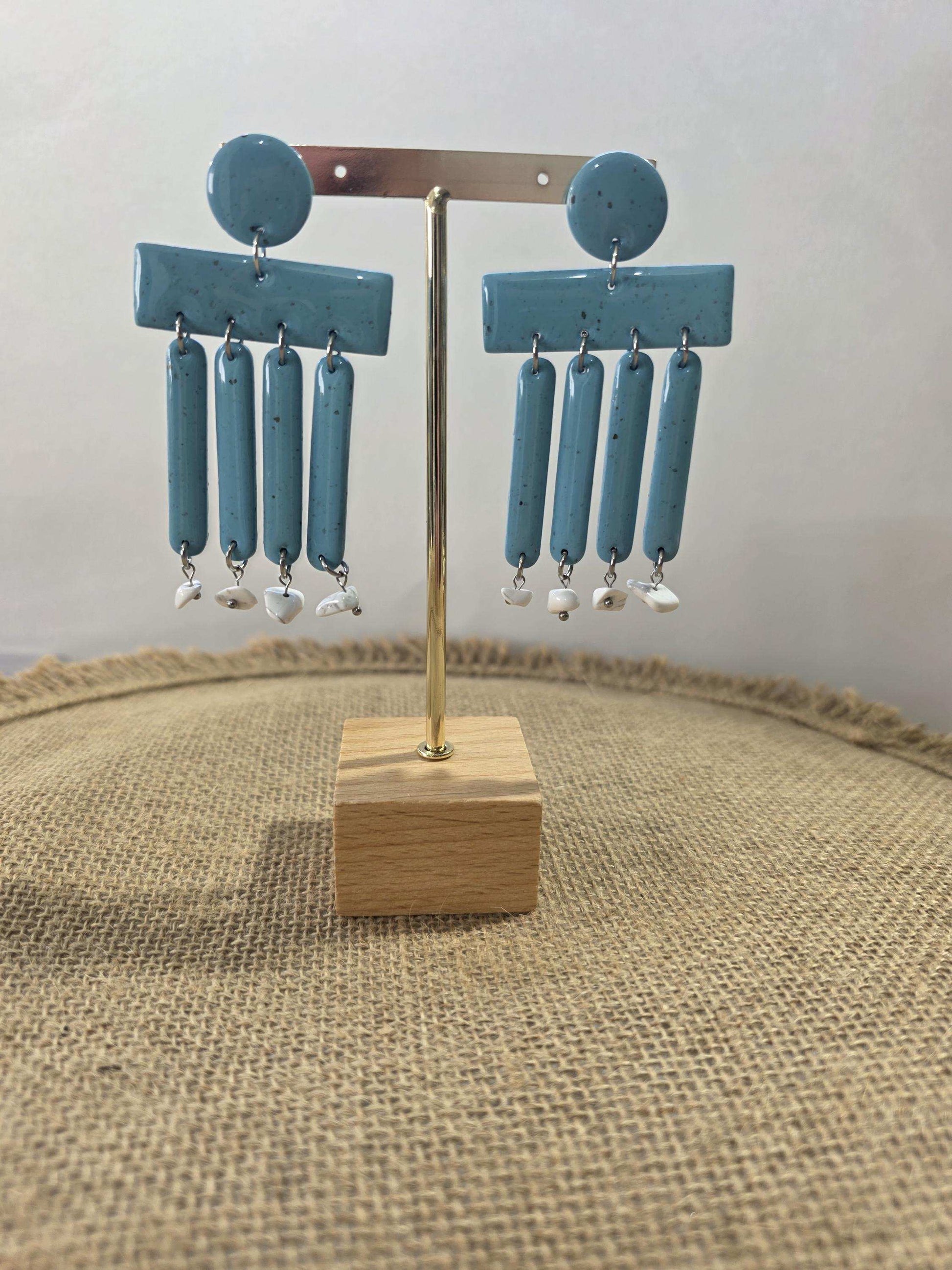 Boucles d'oreilles "Cheyenne" en argile polymère, collection "Bohemian Summer", été 25