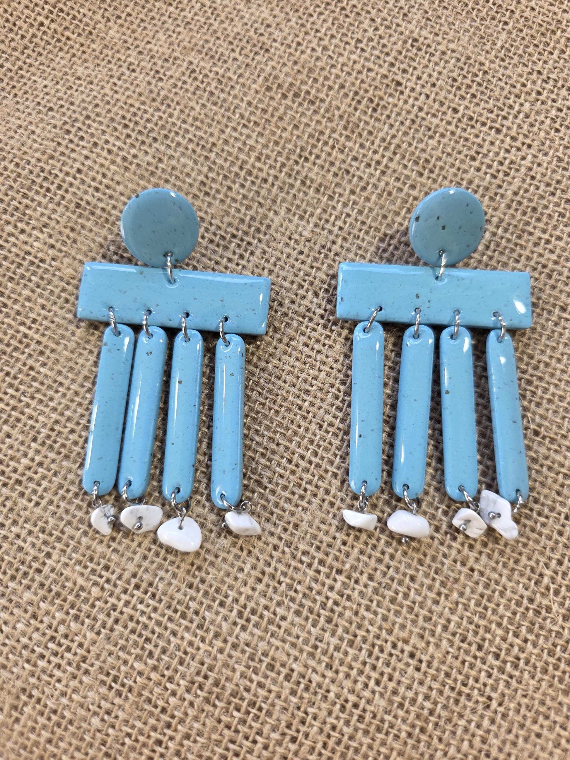 Boucles d'oreilles "Cheyenne" en argile polymère, collection "Bohemian Summer", été 25