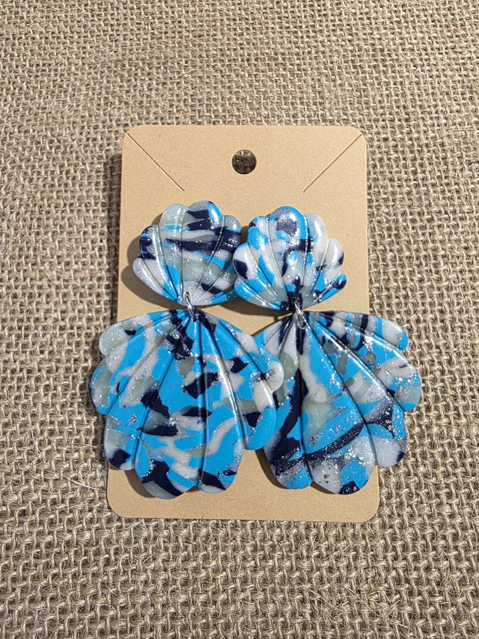 Boucles d'oreilles "Camouflage Marin" en argile polymère - Collection "Sous l'Océan" été 2025