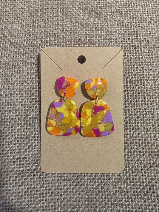 Boucles d'oreilles Henriette, teinte "Sunset" en argile polymère, collection Sol, été 25