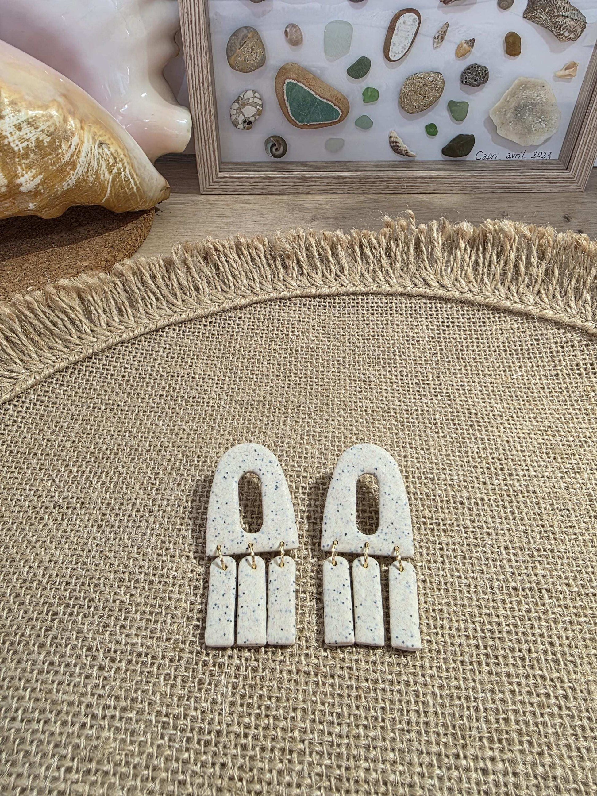 Boucles d'oreilles "Méduse Bohème" en argile polymère, collection "Bohemian Summer", été 25