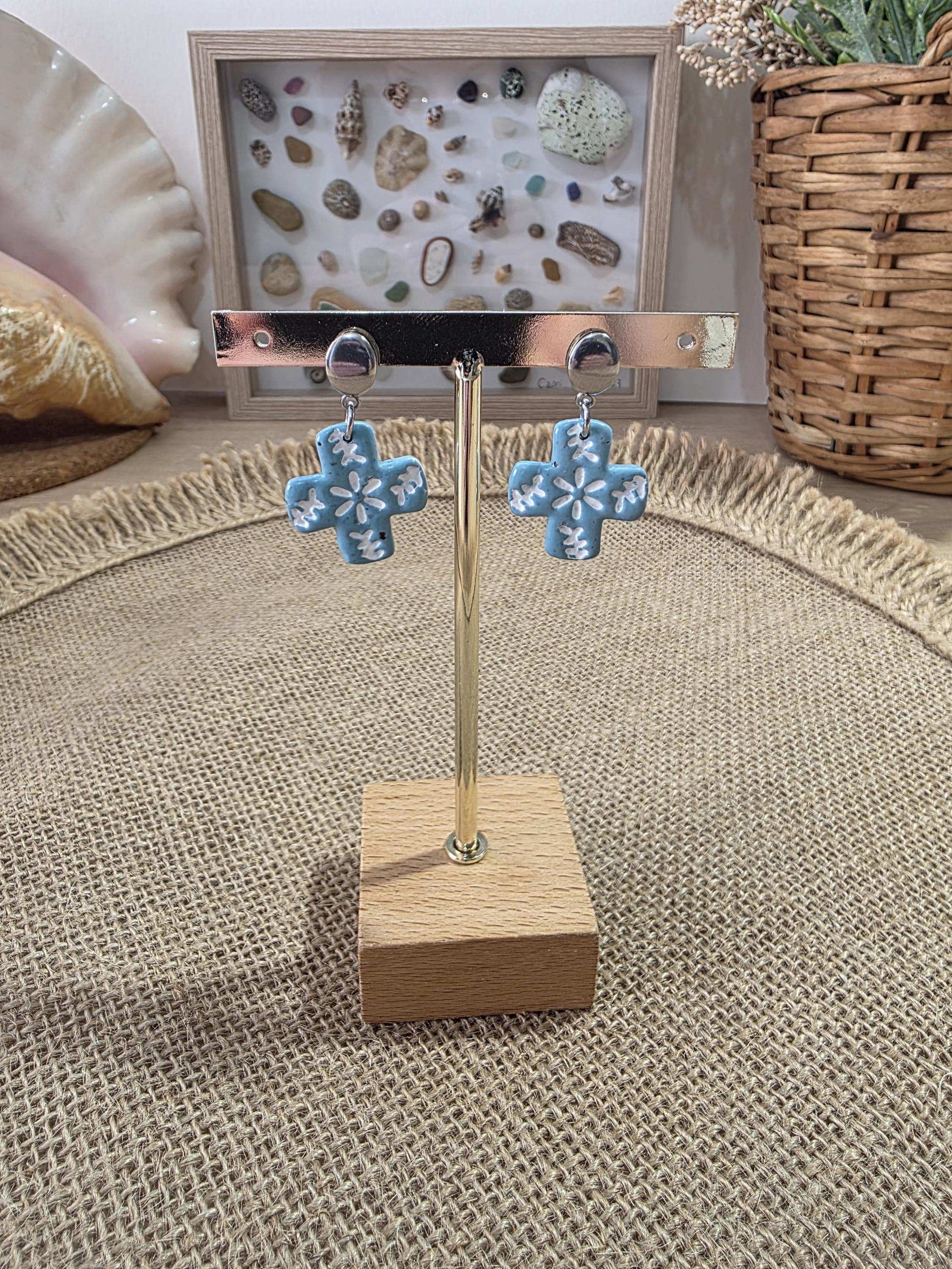 Boucles d'oreilles "Penelope" en argile polymère, collection "Bohemian Summer", été 25