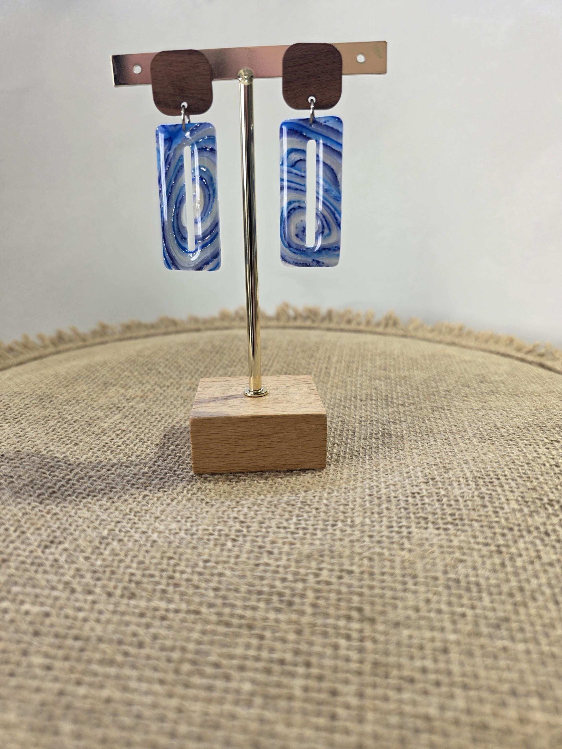 Boucles d'oreilles en argile polymère "Pierres d'Eau" modèle Catherina - collection été 2025